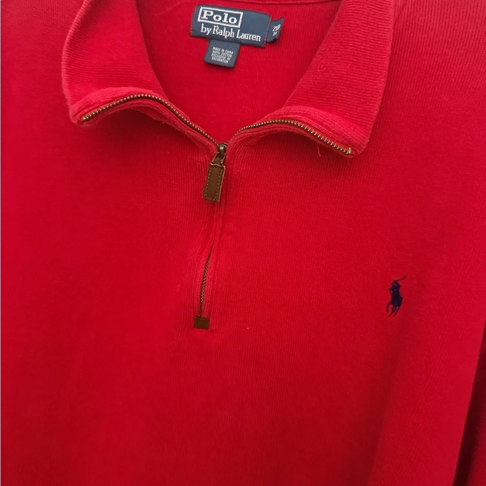 Polo Ralph Lauren Mens 2XB xxl Red Quarter Zip Pullover Sweater Preppy Old Money